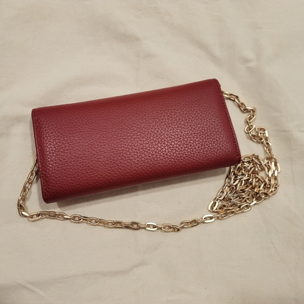 Red Valentino Leather Wallet On Gold Chain - Picture 5 of 8